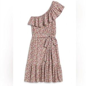 Heatherly Floral Asymmetrical Sleeve Dress